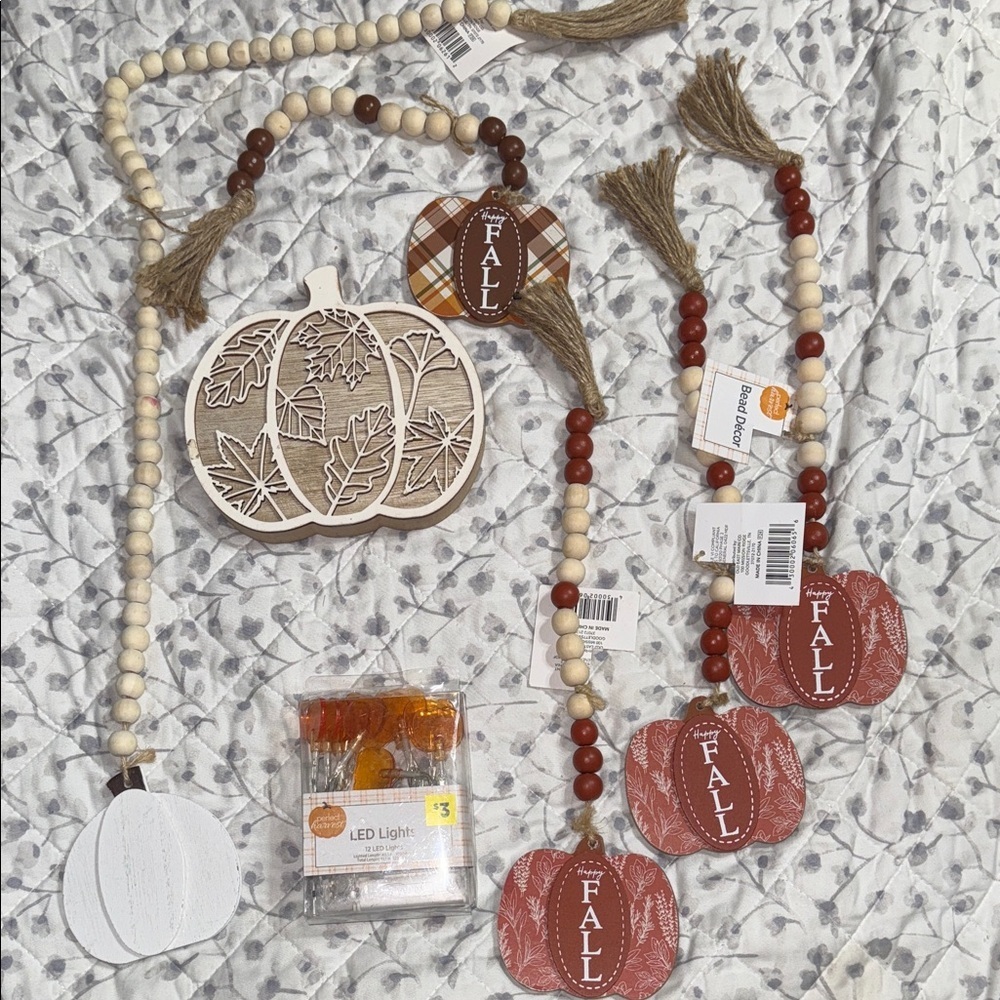 Fall Pumpkin and Bead Garland Set